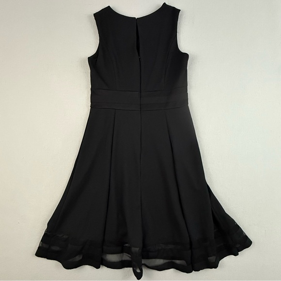 Liz Claiborne Dress Women's Size 6 Sleeveless Mesh Trim Zip Back Black - Picture 2 of 13